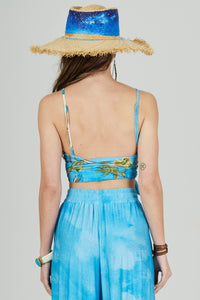 Top Cropped Azul Claro Baiana Coleção Bahêa Yacamim Q9