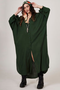 Chemise Longo Amplo Verde Escuro Yacamim N2