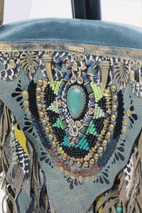 Bolsa De Couro Artesanal Pequena Verde Yacamim #635