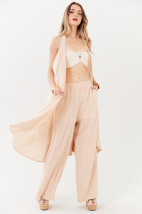 Calça 100% Algodão Bege Escuro Yacamim I7