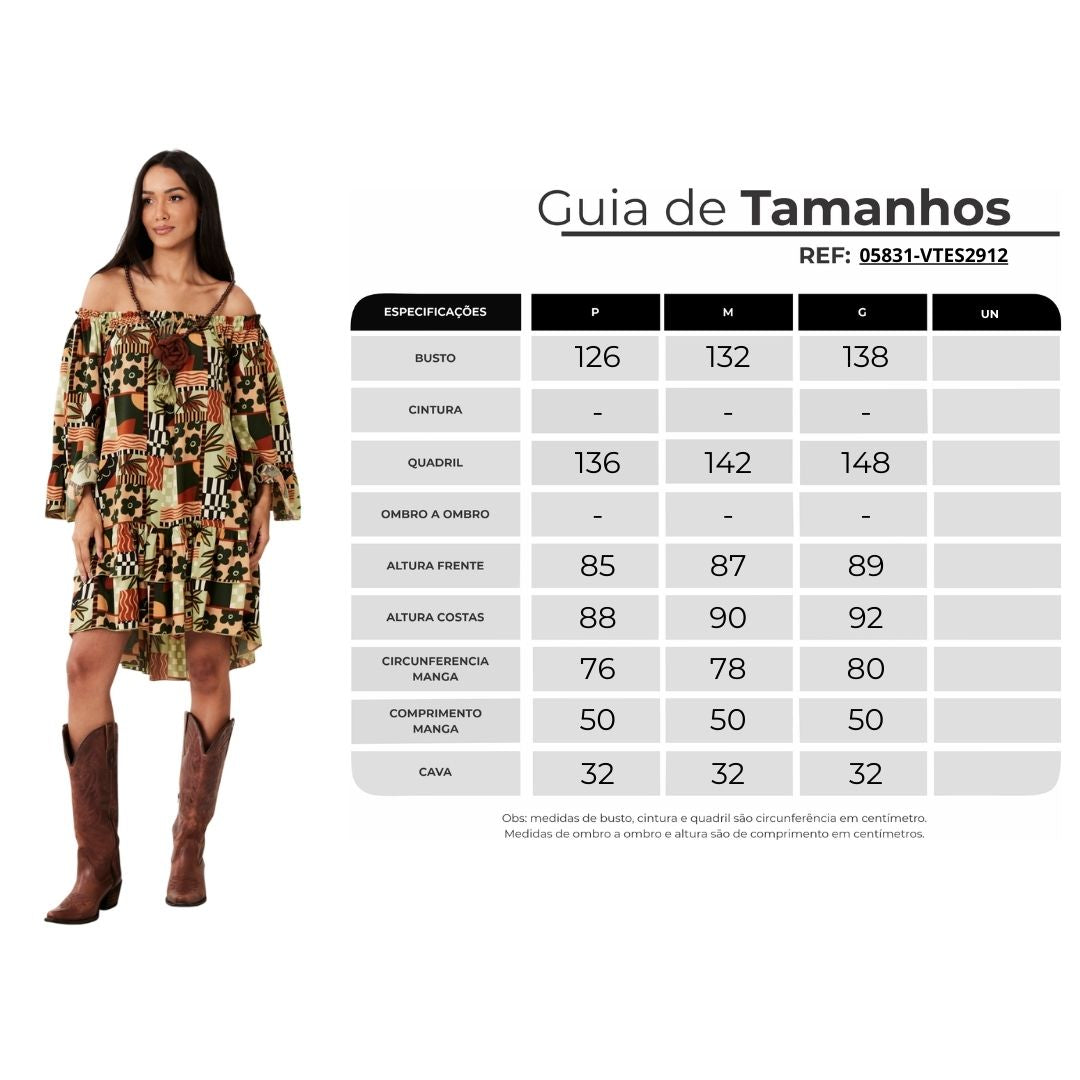 Vestido Curto Ciganinha Com Mangas 3/8 Verde Estampado Yacamim D20