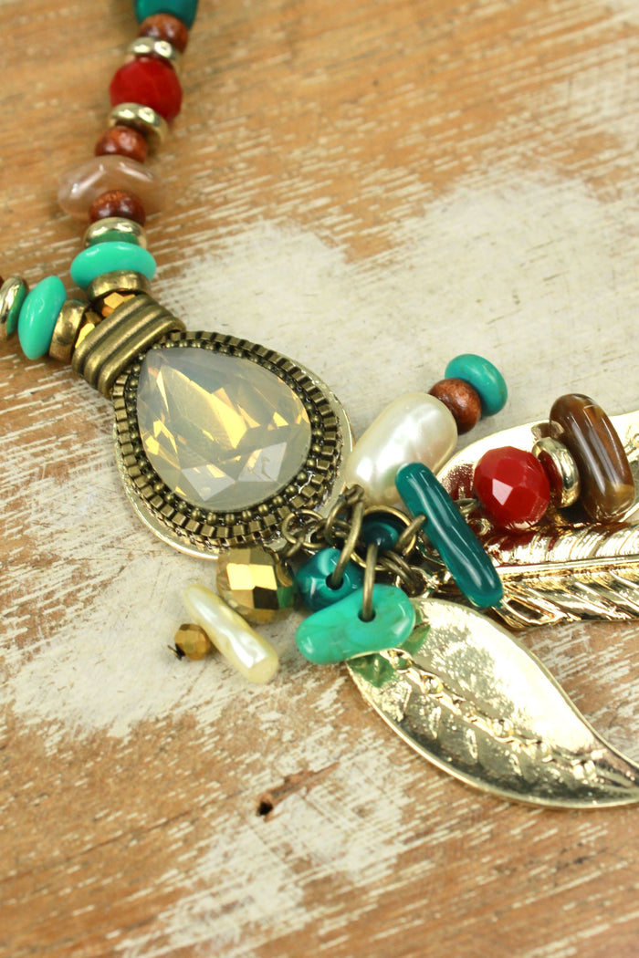 Colar Artesanal Com Pingentes De Pedras Yacamim #354