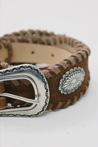 Cinto De Couro Marrom Com Fivela Metática Yacamim #664