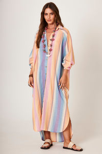 Chemise Amplo Com Mangas Raglan Listrado Colorido Yacamim P10