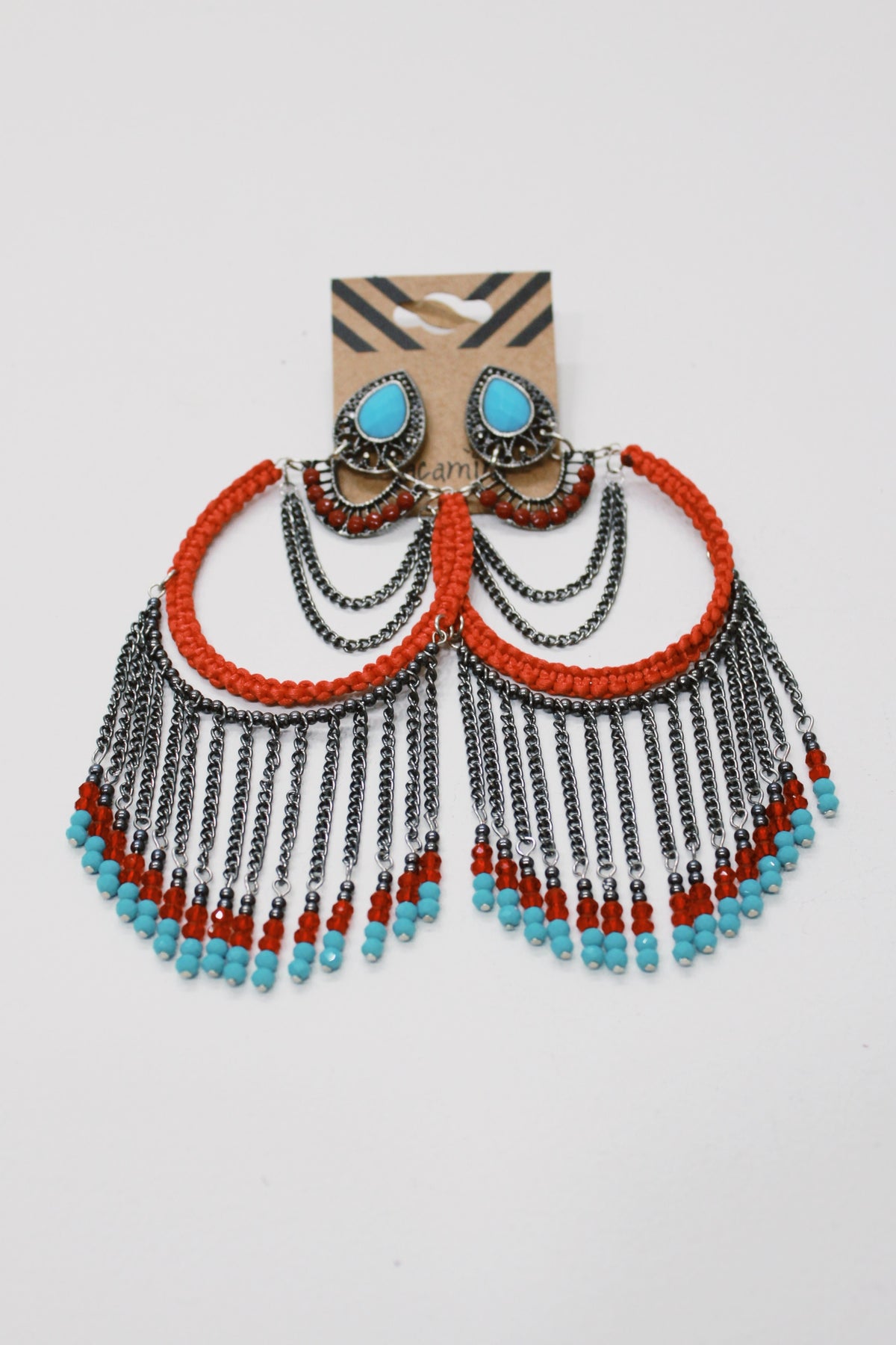 Brinco Artesanal De Miçangas Vermelho Yacamim #687