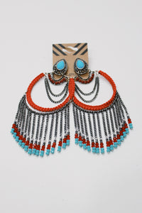 Brinco Artesanal De Miçangas Vermelho Yacamim #687