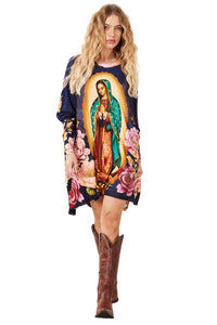 Bata Ampla Azul Royal Nossa Senhora De Guadalupe Yacamim B30
