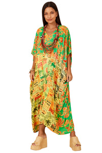 Kaftan Longo Patchwork Verde Claro Yacamim J7