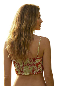 Top Faixa Com Alças Reguláveis Laranja Estampado Yacamim F2