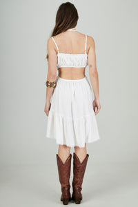 Vestido Curto De Viscolinho Off White Yacamim C25
