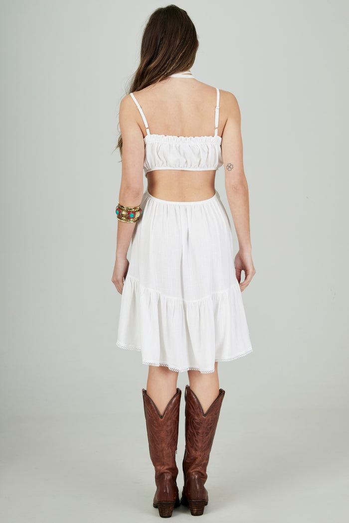 Vestido Curto De Viscolinho Off White Yacamim C25