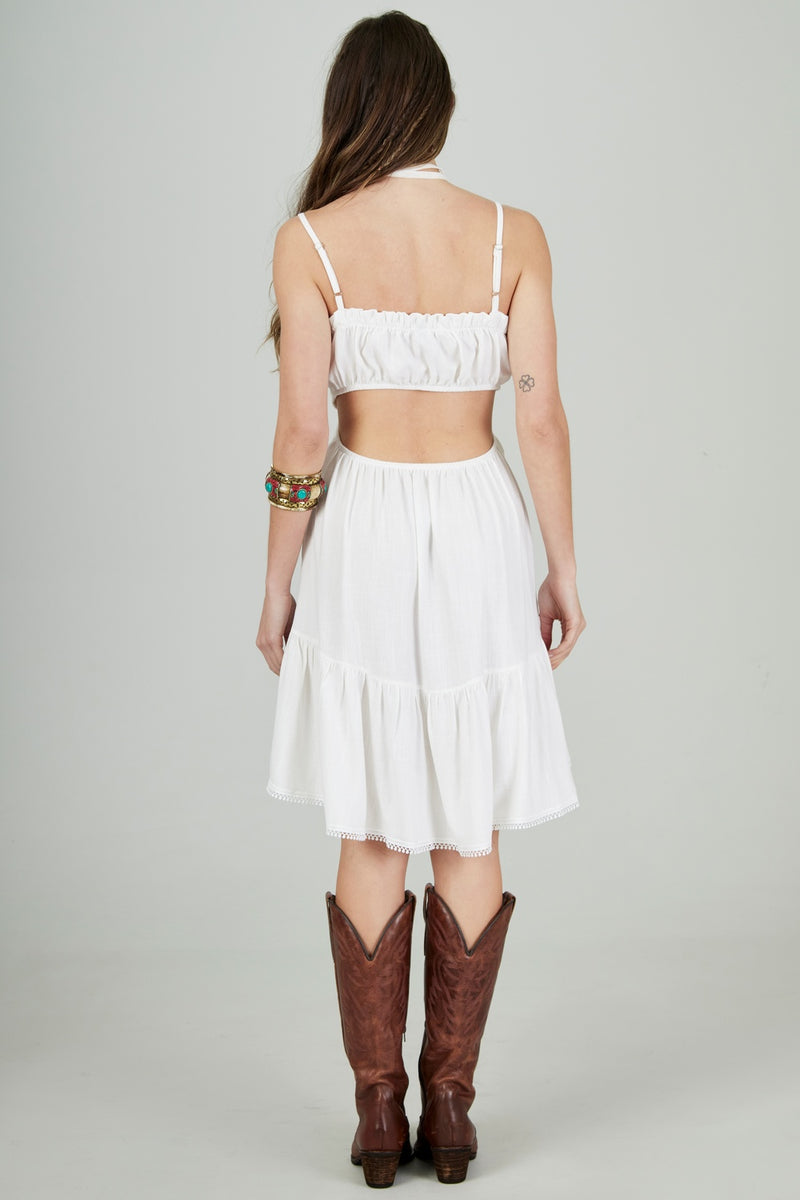Vestido Curto De Viscolinho Off White Yacamim C25