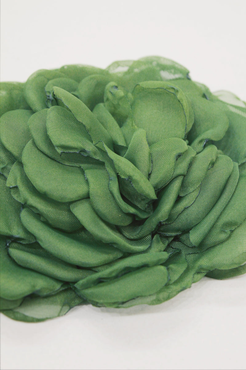 Presilha De Cabelo Flor De Tule Verde Yacamim #607