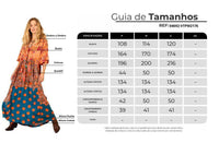 Vestido Longo Com Mangas Bufantes Laranja Patchwork Yacamim