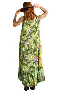 Vestido Regata midi Verde Patchwork Yacamim