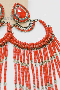 Brinco Artesanal De Miçangas Vermelho Yacamim #680