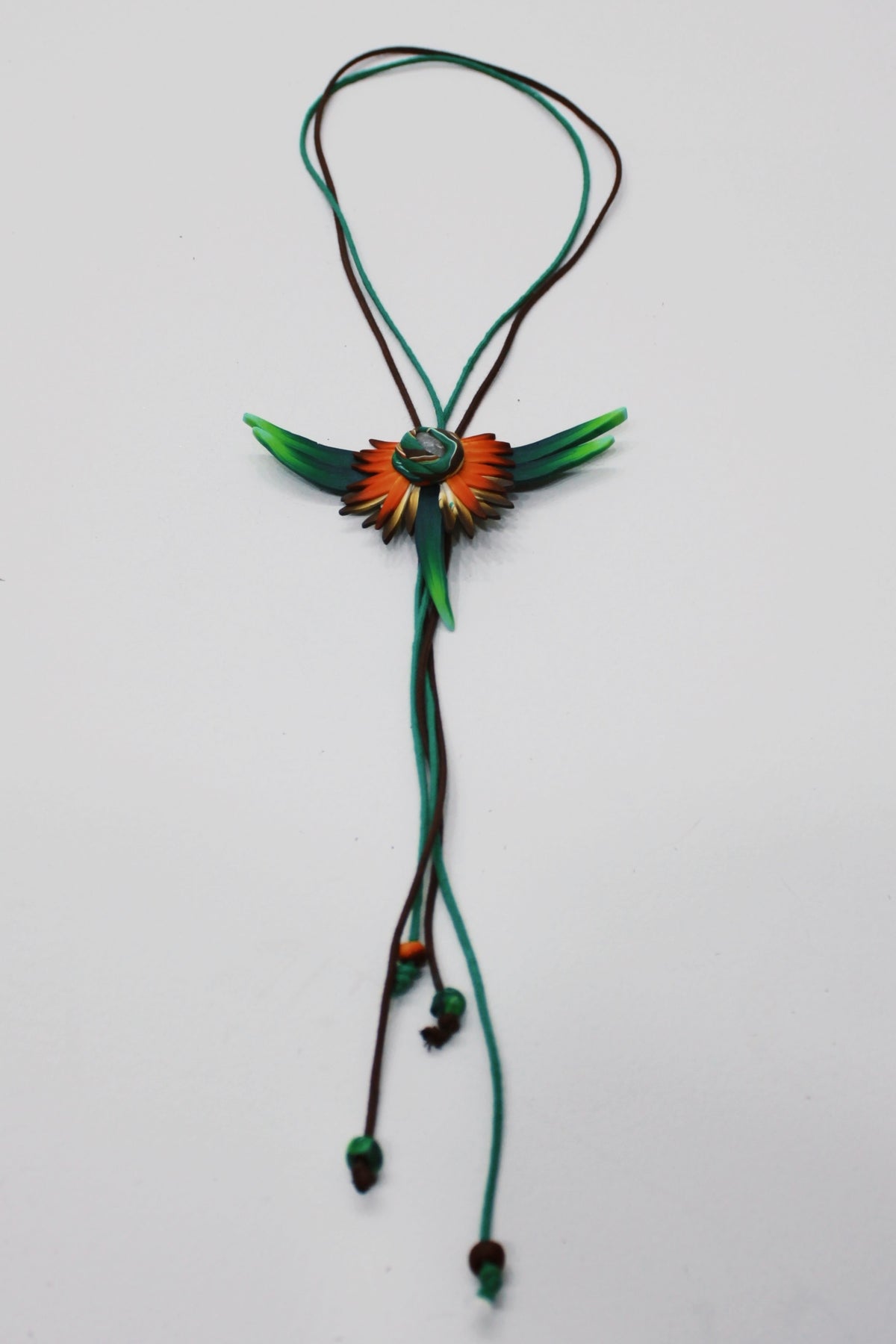 Colar De Fimo Fênix Com Pedra Yacamim #693