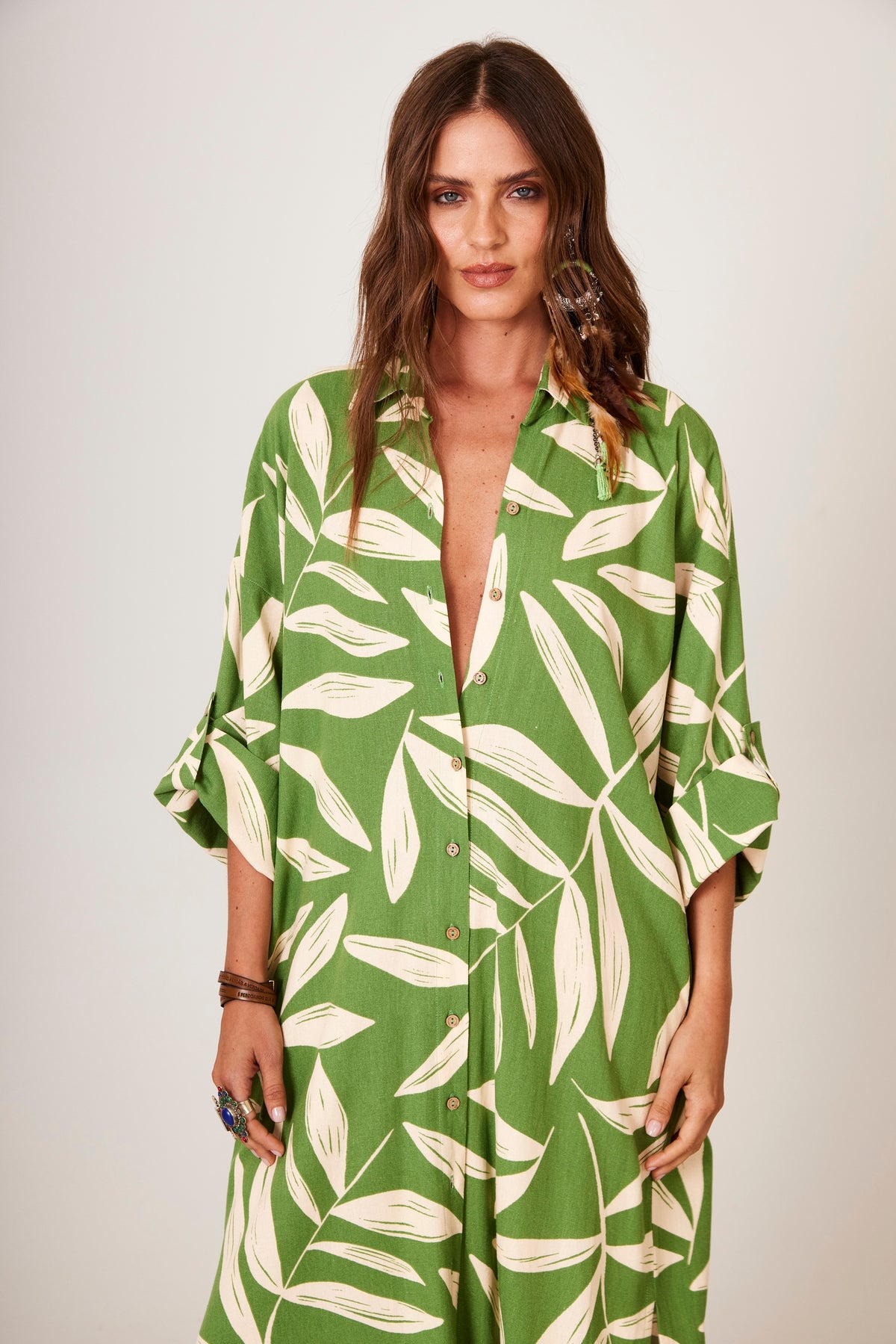 Chemise Midi Verde Estampado Yacamim P8