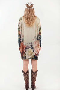 Bata Ampla Com Pedrinhas Estampa Elefante Indiano Bege Yacamim B21