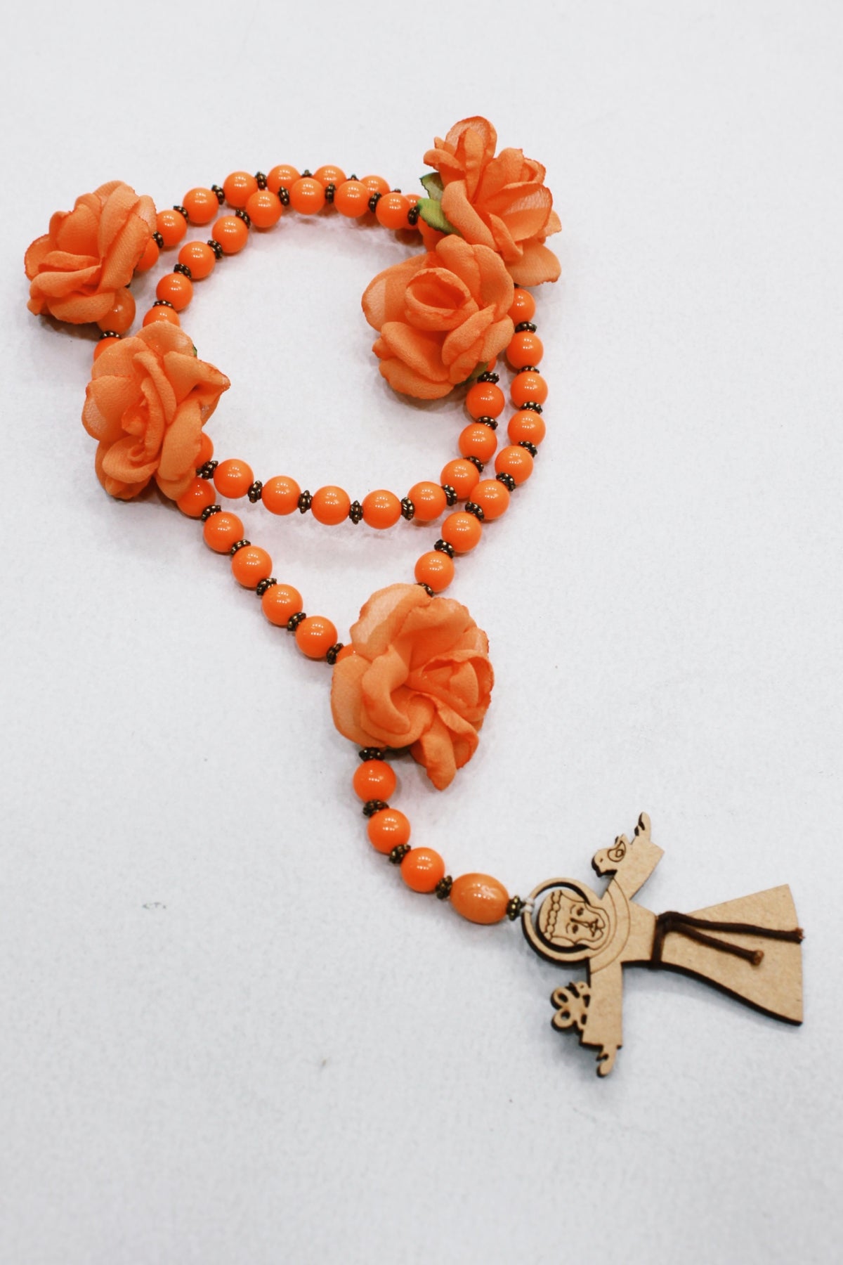 Colar Terço São Francisco De Assis Laranja Yacamim #552