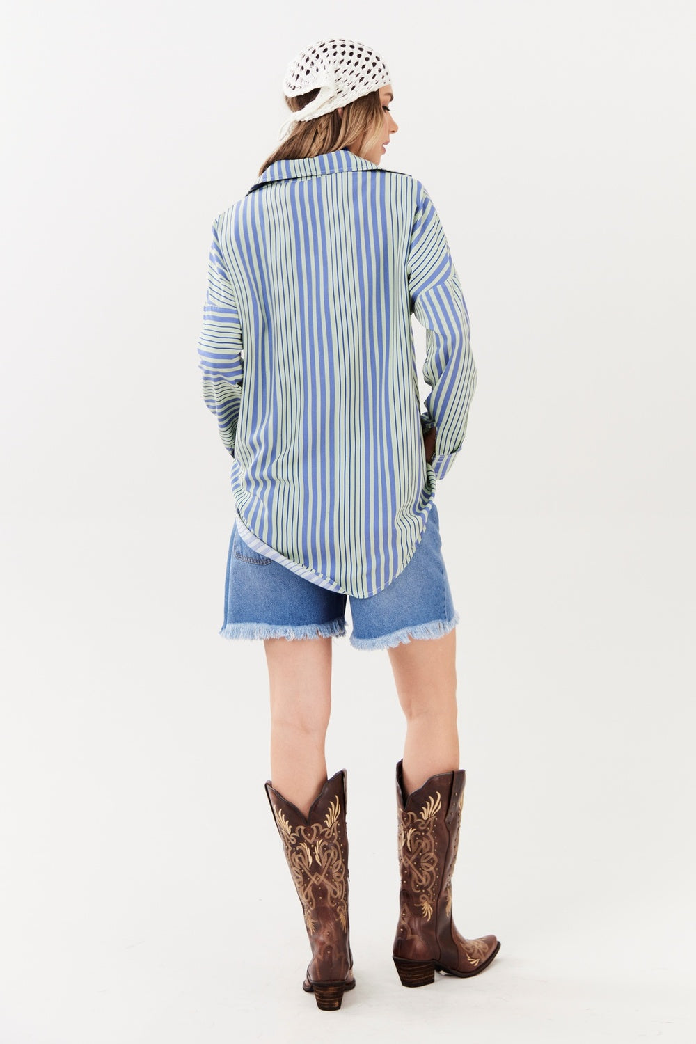 Camisa Ampla Verde Listrado Yacamim A10