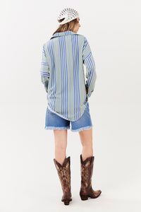 Camisa Ampla Verde Listrado Yacamim A10