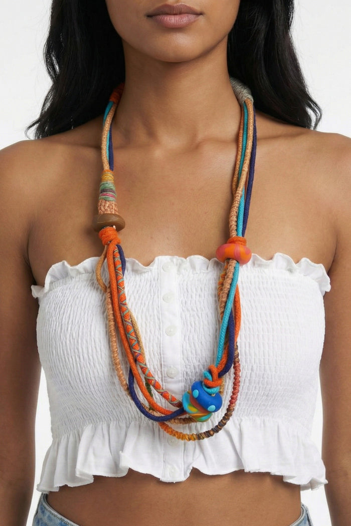 Colar Artesanal De Cordas Coloridas Yacamim #790