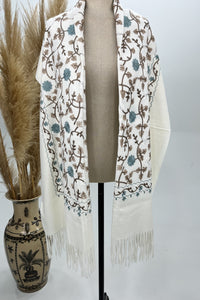 Cachecol Cashmere Off White Bordado Yacamim #229
