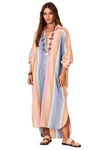 Chemise Amplo Com Mangas Raglan Listrado Colorido Yacamim P10