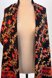 Cachecol Cashmere Preto Bordado Yacamim #332