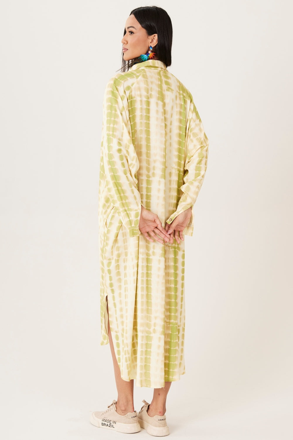 Chemise Midi Verde Tie Dye Digital Yacamim M2