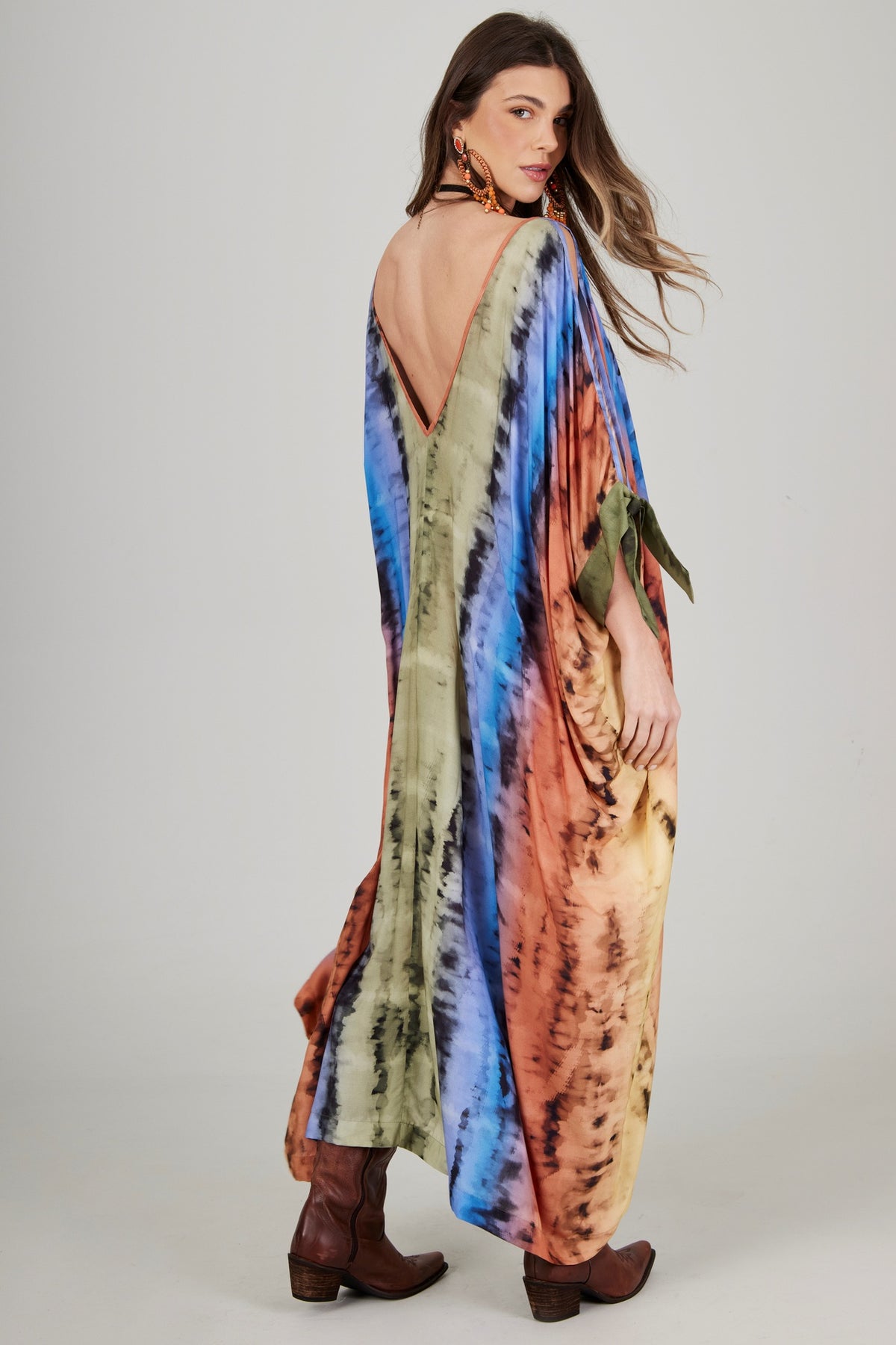 Kaftan Longo Tie Dye Colorido Digital Yacamim J9