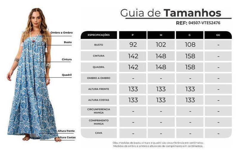 Vestido Longo De Alças Com Recorte Assimétrico Azul Estampado Yacamim