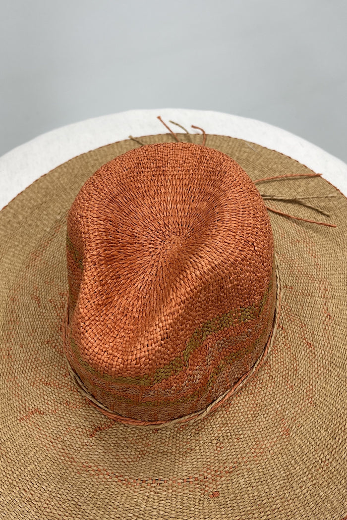 Chapéu De Palha Laranja Com Detalhes De Cordas Yacamim #198