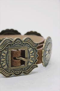 Cinto De Couro Marrom Com Fivela Ouro Velho Yacamim #663