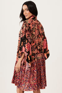 Vestido Curto Soltinho Rosa Estampado Patchwork Yacamim E19