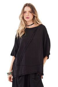 Bata Ampla 100% Algodão Gaze Marrakesh Preto Yacamim A6