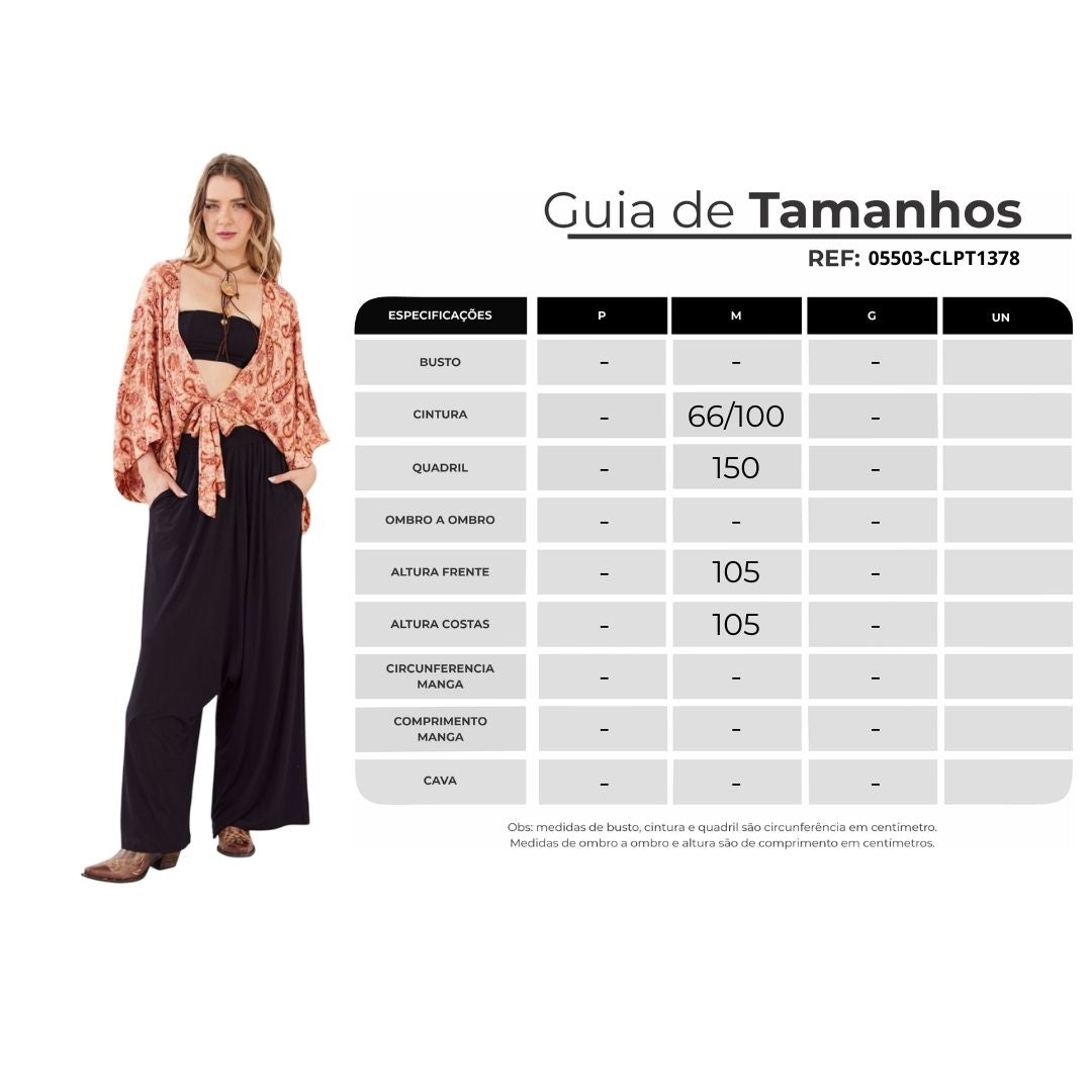 Calça Saruel Com Bolsos Preto Yacamim I10