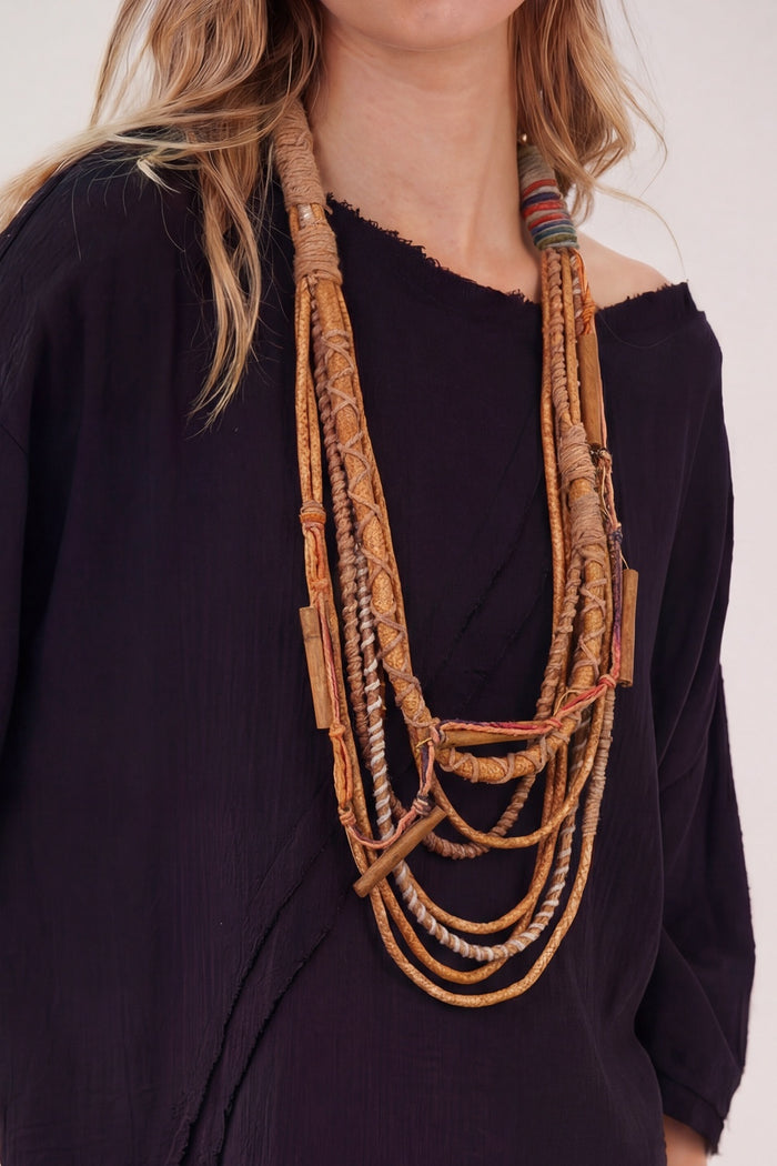 Colar Artesanal De Cordas Coloridas Yacamim #906