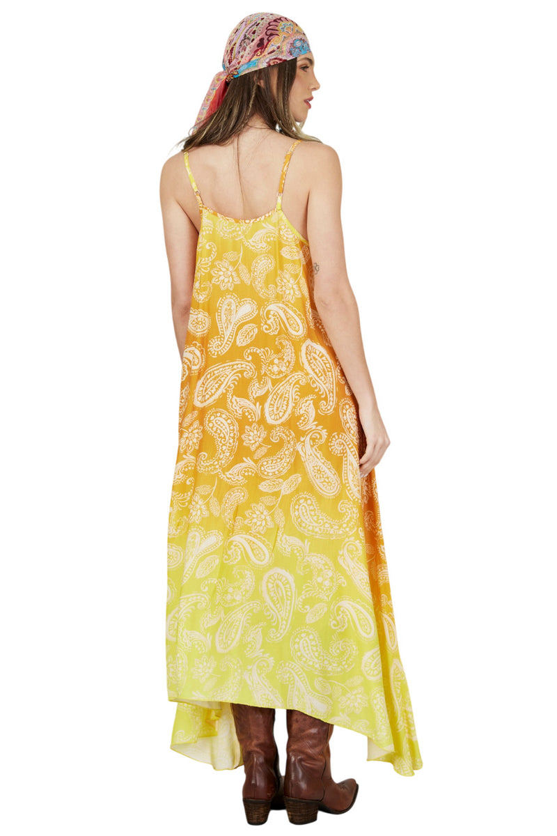 Vestido Longo Amplo Amarelo Degradê Cashmere Yacamim D21