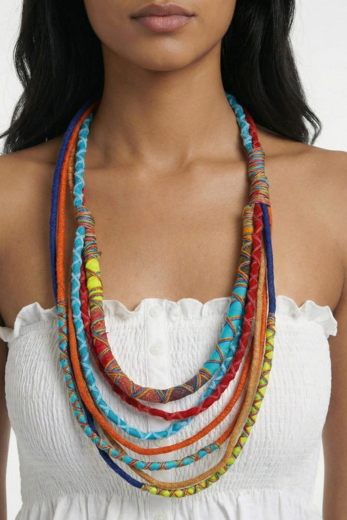 Colar Artesanal De Cordas Coloridas Yacamim #796