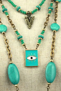 Colar Artesanal Com Pingentes De Pedras Yacamim #348