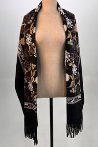Cachecol Cashmere Preto Bordado Yacamim #313