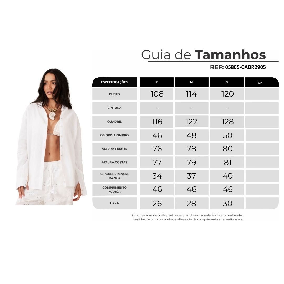 Camisa 100% Linho Cambraia Madrepérola Branco Yacamim A17