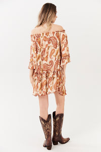 Vestido Curto Ciganinha Bege Yacamim E22