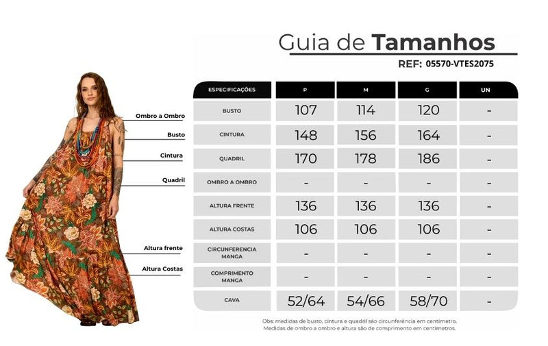 Vestido Longo De Alças Reguláveis Marrom Floral Yacamim E26
