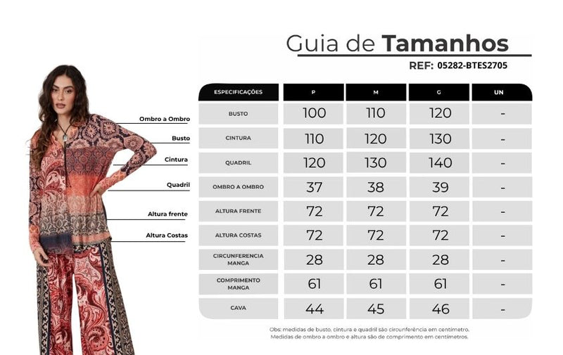 Bata De Viscolinho Estampa Cashmere Yacamim B27