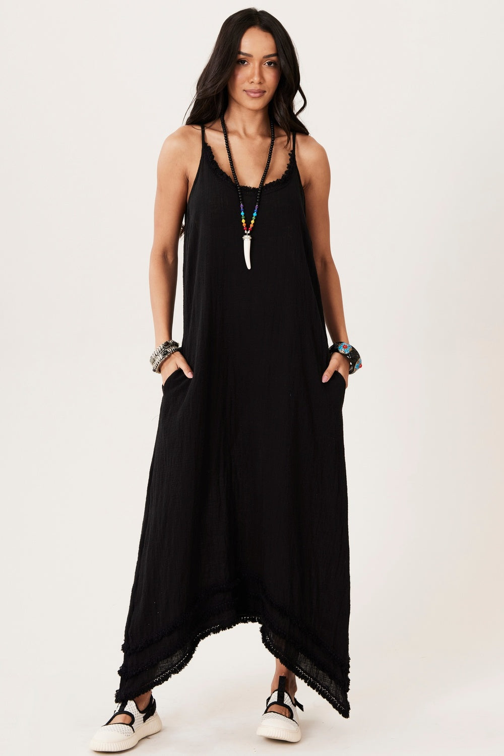 Vestido Midi Gaze Marrakesh Preto Yacamim E6