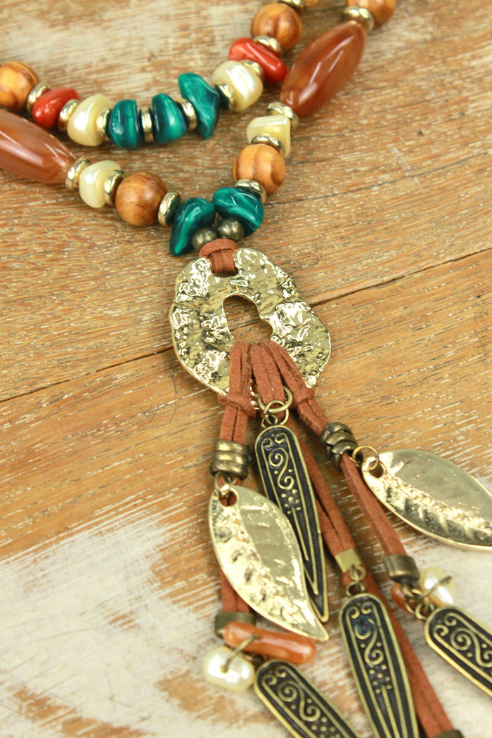 Colar Artesanal Com Pingentes De Pedras Yacamim #351