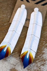 Brinco De Fimo Artesanal Penas Brancas Yacamim #282